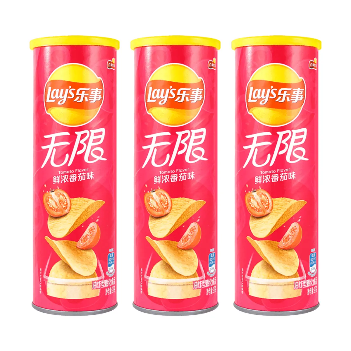 Lay's Tomato Flavor Potato Chips Bulk Pack - 3 Cans (90g Each) - Authentic Chinese Version
