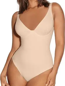 FeelinGirl Womenswear Bodysuit Nylon Comfort Jumpsuit Thong  Fabric Fashion Shapewear Basic Spandex