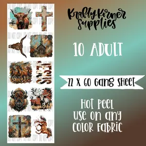 Brushstroke Western - Transfer Gang Sheet, 22 x 60