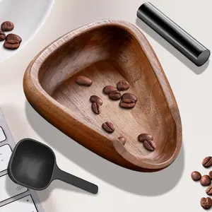Wooden Coffee Bean Dosing Cup with Spray Bottle & Spoon, Portable Multifunctional Weighing Tray Set for Coffee, Tea, Sugar & Spices