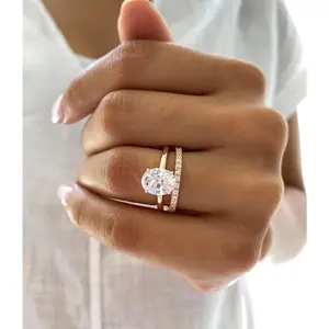 Jadorelli 2-Piece Wedding Ring Set - 2.50 CTW Oval Cut Diamond Simulant in 92.5 Sterling Silver