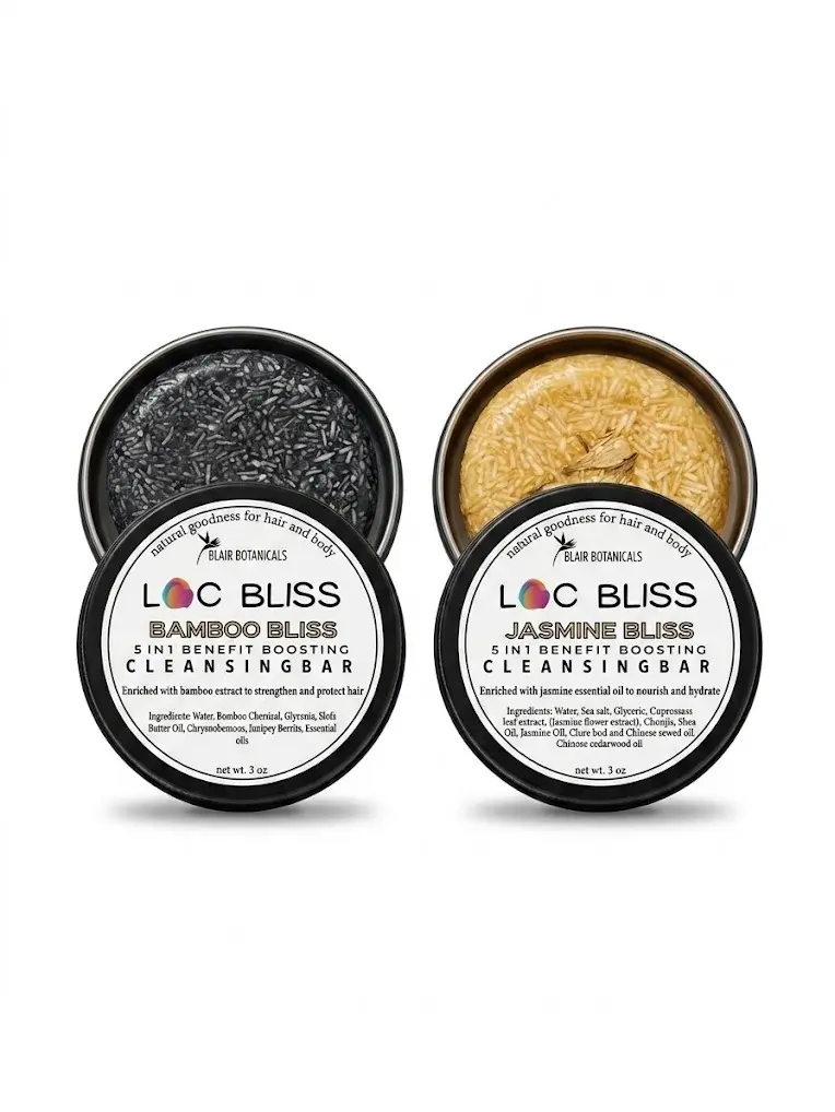 Total Reset Loc Shampoo Bar Duo - Bamboo, Jasmine, Olive, Coconut, Lemon, Shea, Charcoal Hair Cleansing Bars for Loc Maintenance