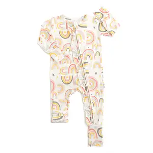 Millie Ruffle Zip Bamboo Baby Rainbow Two Way Zippper Outfit