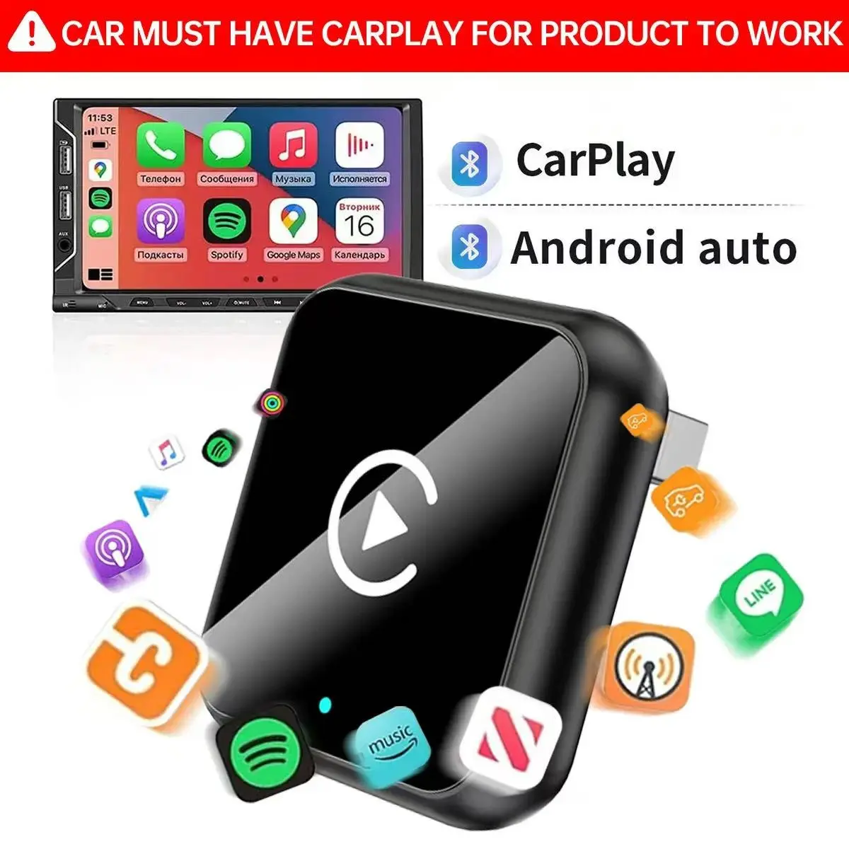 2026 Wireless Carplay Adapter for iPhone Android, Android Auto, Fast Connection, Hands-Free Calling, Wireless Adapter, Electronic Charger, Carplay Compatible, Wireless Carplay Dongle, Carplay Compatibility, Carplay Dongle Connectivity