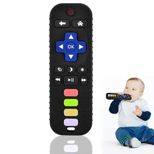 Silicone Teething Remote Control Chew Toy with Game Buttons - Baby-Safe Teethers, Sensory Teether, Interactive Option, Teething Relief Aid for 3-12 Months Babies