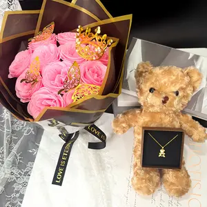 Glitter Rose Bouquet, DIY Artificial Flowers for Valentine's Day, Wedding Anniversaries and Engagements, 11 Eternal Shimmering Roses Gift, Faux Rose Bouquet