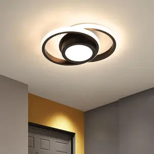LED ceiling light, 25cm - warm light - black/gold round ceiling light, minimalist design, suitable for living room, kitchen, bedroom, indoor lighting ceiling lamp