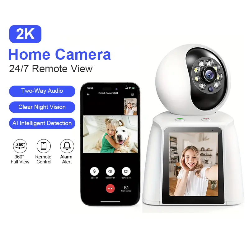 [DealsforYouDays] Baby/Pet Monitor with 2K & 2.8" Screen, cameras for home 360° Auto Tracking, Two-Way Audio AI Siren, Night Vision Remote App for Home Elder camera security