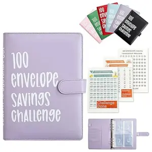 100 Envelopes Challenge Binder A5 Money Saving Binder,Easy and Fun Way to Save $5,050,Money Savings Budget Planner Book with Cash Envelopes for Budgeting Planner
