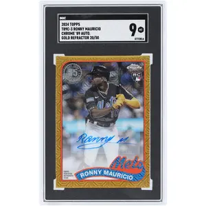 Ronny Mauricio New York Mets Autographed 2024 Topps Gold Refractor Chrome '89 #T89C-3 #20/50 SGC Authenticated 9 Rookie Card - Fanatics Authentic Certified