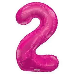 Number 2 Hot Pink Foil Balloon 34" in each. 19674-34