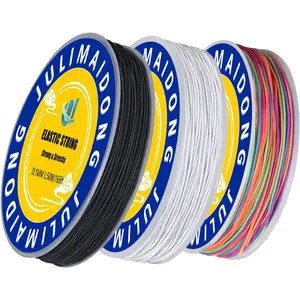 3 Rolls 1.0 mm 495 Feet Rainbow White Black Elastic Stretchy String Cord for Bracelets Jewelry Making Necklaces Beading Crafts