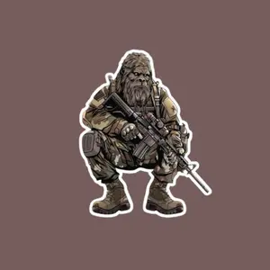 Elite Cryptid Commando Bigfoot Sticker, Funny Hunting Sticker Gift for Cryptid Believers, Special Forces Inspired Bigfoot Vinyl Sticker for Car, Laptop