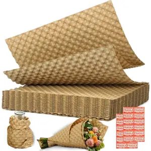 Paper Bubble Wrap Sheets for Packing 15" x 12" x 50 FT Bubble Wrap for Moving,Packing,Shipping, Recyclable Packing Paper for Glass,Dishes,  Cushioning Wrap with 24 Fragile Stickers