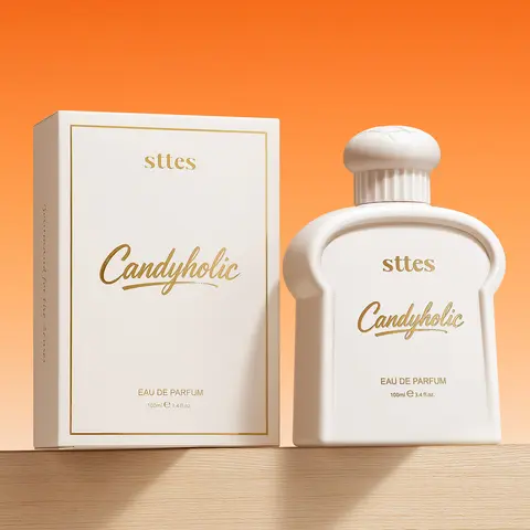 Sttes Candyholic Unisex Long-Lasting Eau de Parfum (3.4 Fl Oz/100ml) - Women's Sweet Gourmand Fragrance, Coconut-Honey Mid Notes, Cotton Candy Hit, Butterscotch, Honey Candy Gift Item
