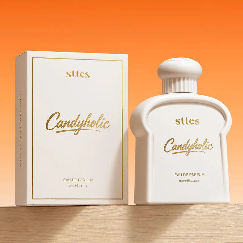Sttes Candyholic Unisex Long-Lasting Eau de Parfum (3.4 Fl Oz/100ml) - Women's Sweet Gourmand Fragrance, Coconut-Honey Mid Notes, Cotton Candy Hit, Butterscotch, Honey Candy Gift Item