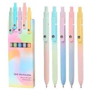 Gel Pens 5pcs 0.7mm Black Ink  - Writing Tools Set for Journaling Bible Studying Office  Supplies Use Quick Drying  - Press Type Stationery accessories - Birthday Christmas Gift Stuff for Girly Nursing Teacher Women