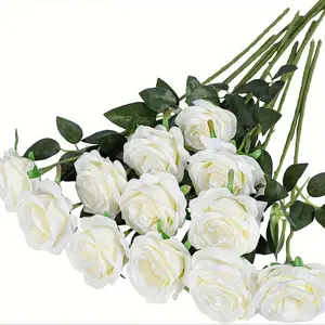 12 Roses Artificial Flowers, Bouquet Roses, Fake Roses for Home Wedding Decor Party Table Decoration Valentine's Day Gift, Lifelike Artificial Flower