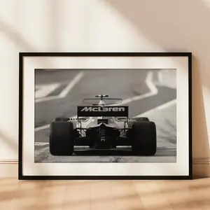 McLaren F1 Poster: Lando Norris Race Car, Black & White Print (Digital Download)
