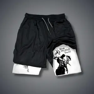 80s 90s Double-Layer Sports Shorts Graphic Shorts Black Camo Streetwear Shorts Men Outfits Men Vacation Outfits Shorts