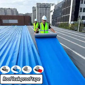 1 Roll set of roof waterproof tape, made of high-density polyethylene material, roof leak proof tape, 19.6in (W) * 5.5yd (L), waterproof and leak proof quick sealing, heat and cold resistance (-76 ° F to 230 ° F), UV and weather resistance, cement cracks