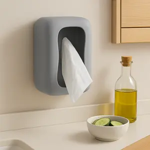Silicone Tissue Box Holder, Non-Slip Suction Cup for Home Office Car Use Easy Access Durable Lightweight Multifunctional Kitchen Bathroom Accessory