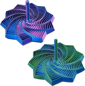 [USA Stock] - 2Pcs 3D Printed Expanded Sensory Fidget Star, Expandable 4.3 Inch Fractal Fidget Hexagon with Handles, Colorful Whirling Spiral Design, Ideal for Office Stress Relief