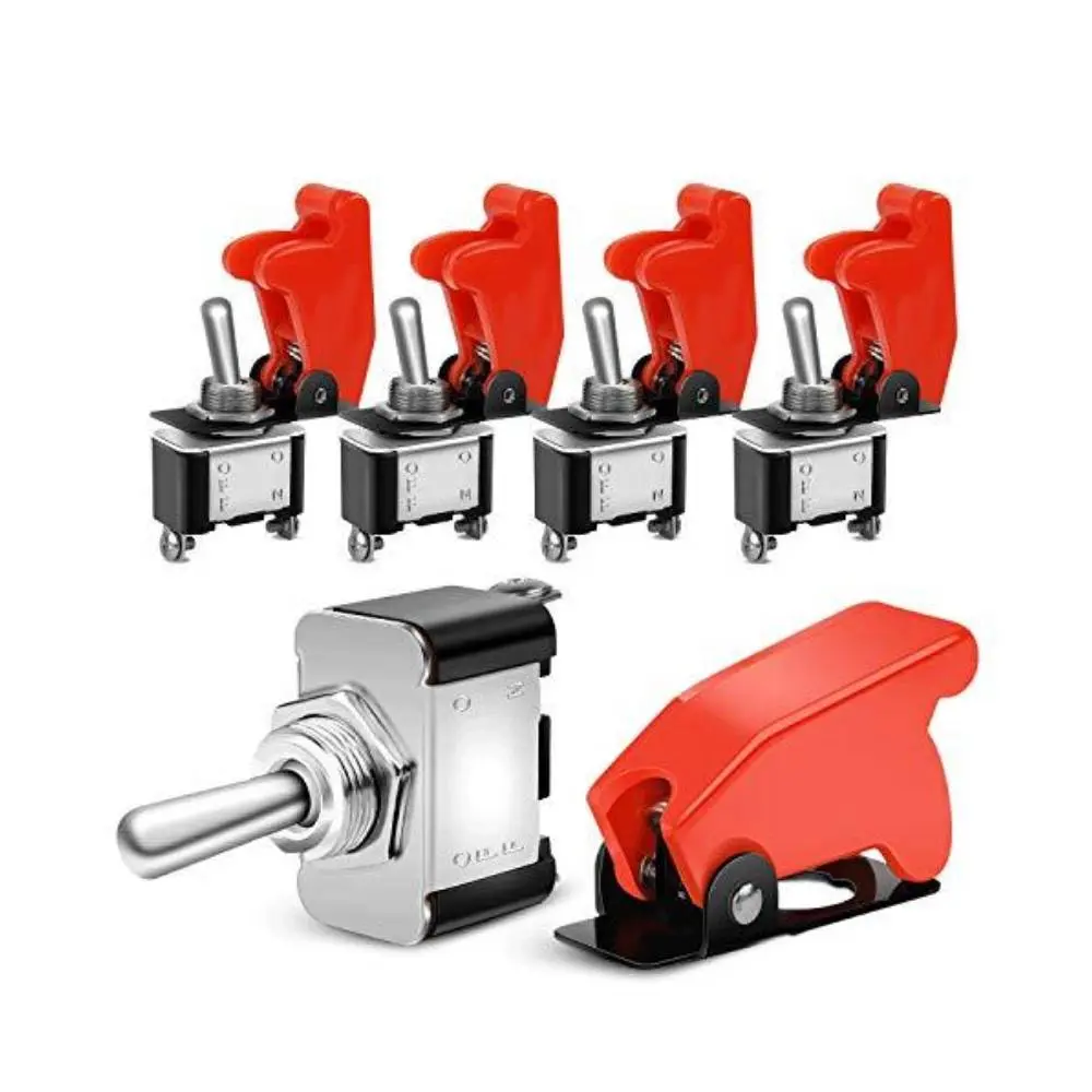 Nilight 5-Pack Heavy Duty SPST ON/Off Rocker Switches, 12V-20A 2-Pin Industrial Switches with Aircraft Safety Cover, High-Quality Easy-Operation Electrical Accessories for Cars