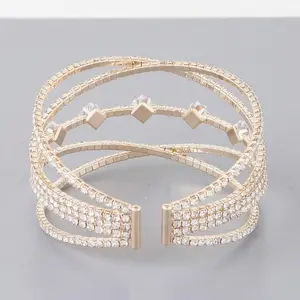 Rhinestone Cubic Zirconia Round Cuff Bracelet
