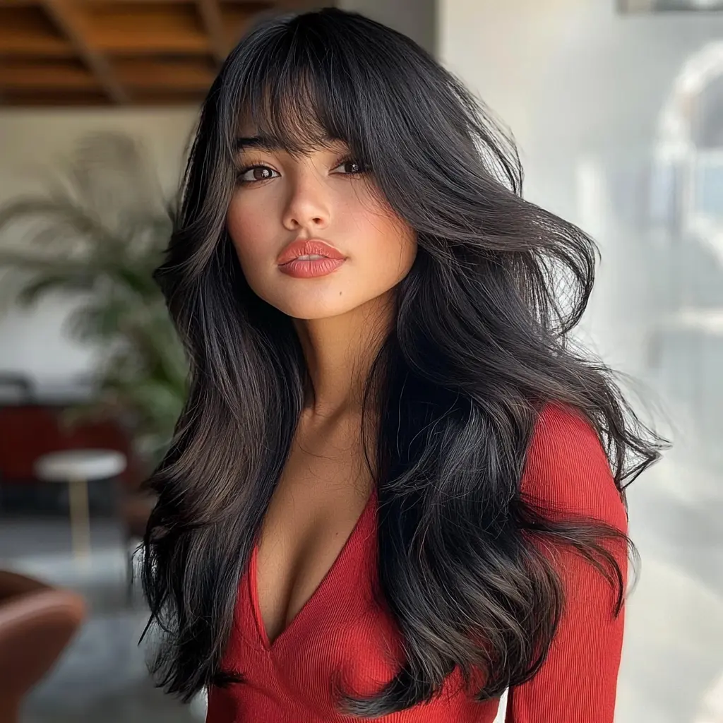 SMILCO/24-inch | Cool  Brown | Curly Hair with hair bangs | SM7642