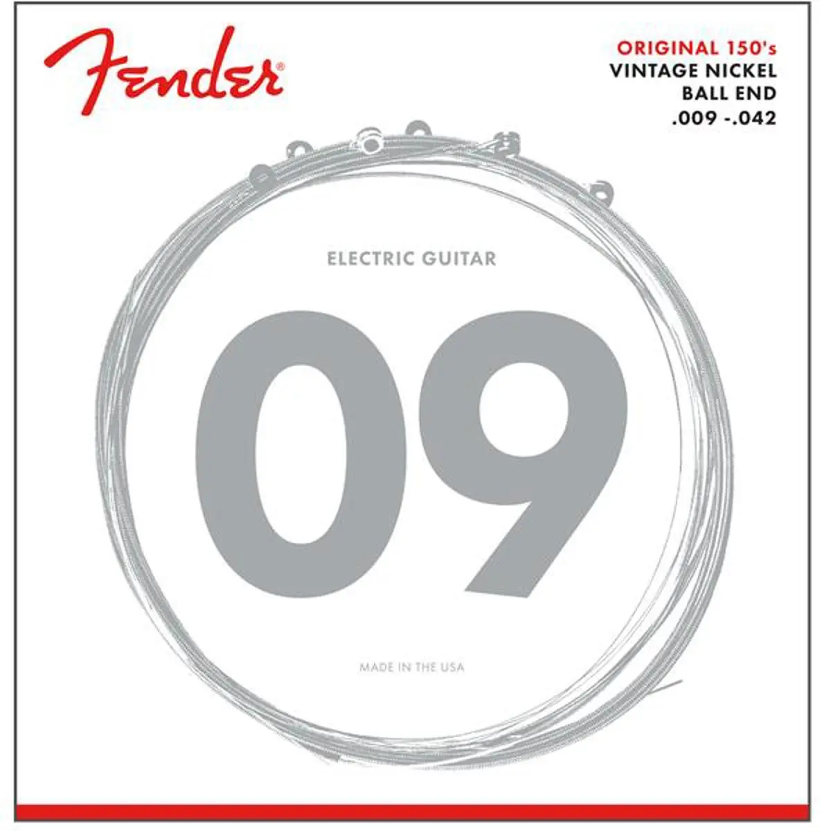 Fender Original 150L Light Electric Guitar Strings, Set of 6, Pure Nickel Wound, .009-.042 Ball End Gauges for Classic Warm Full Tone & Lasting Performance