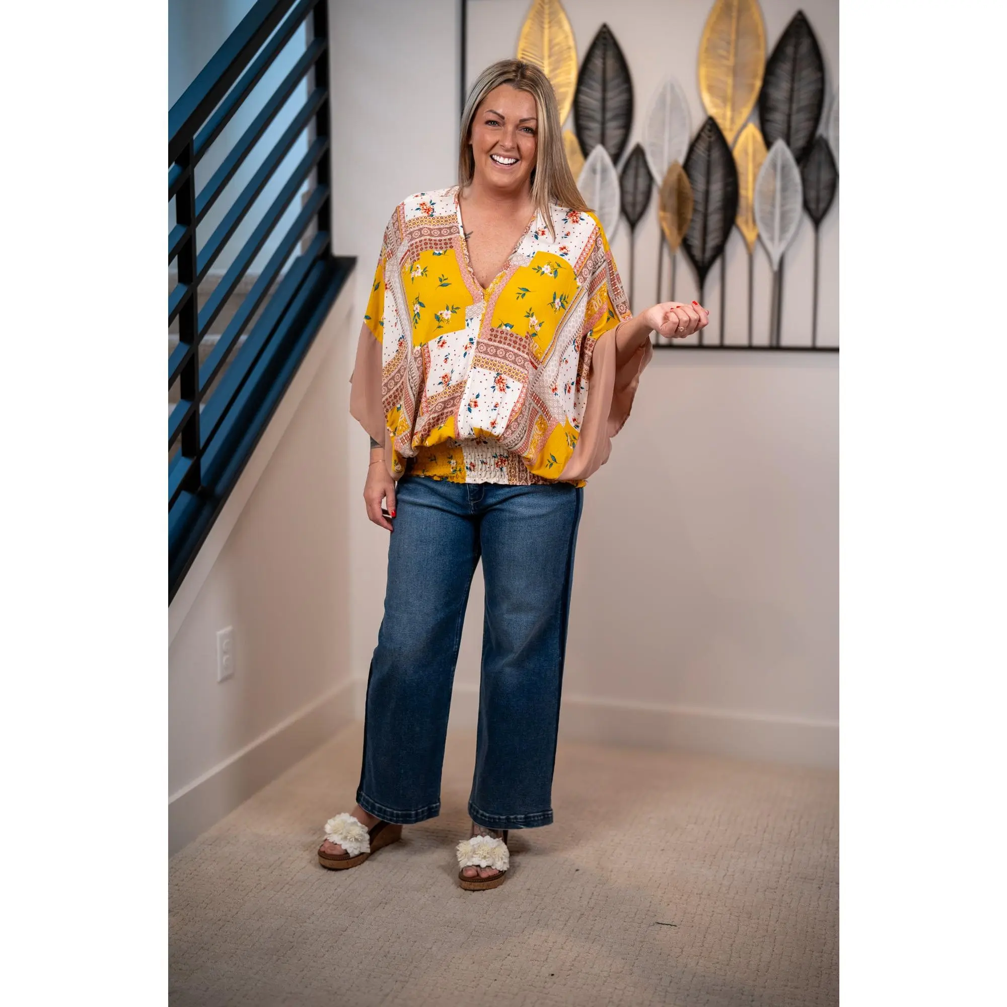 Floral Boho Smocked Blouse by Adora