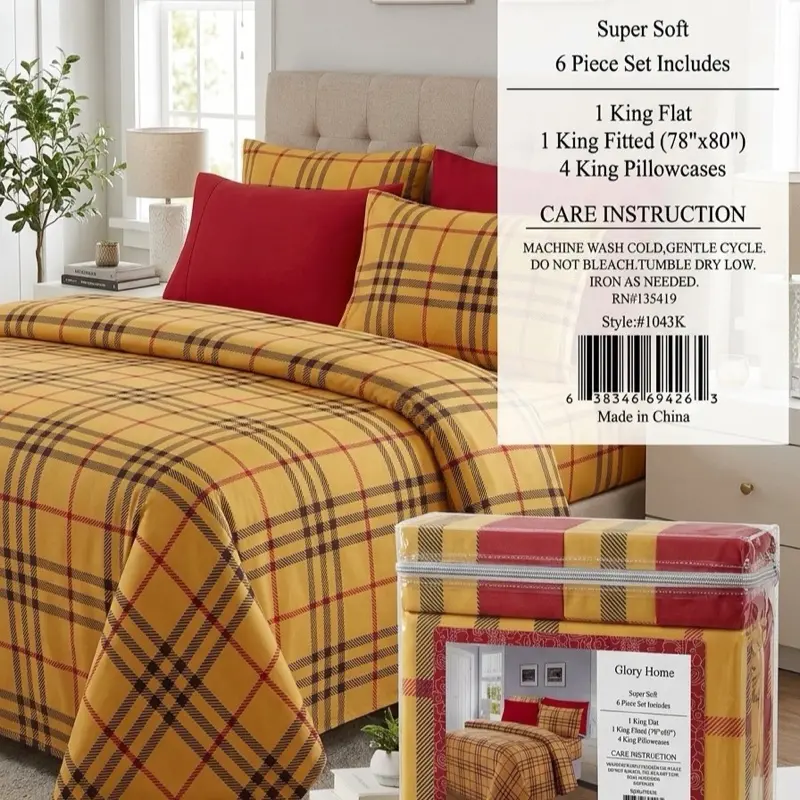 6-Pcs Bed Sheet King Size,78’’x80’’ 4 Pillowcases