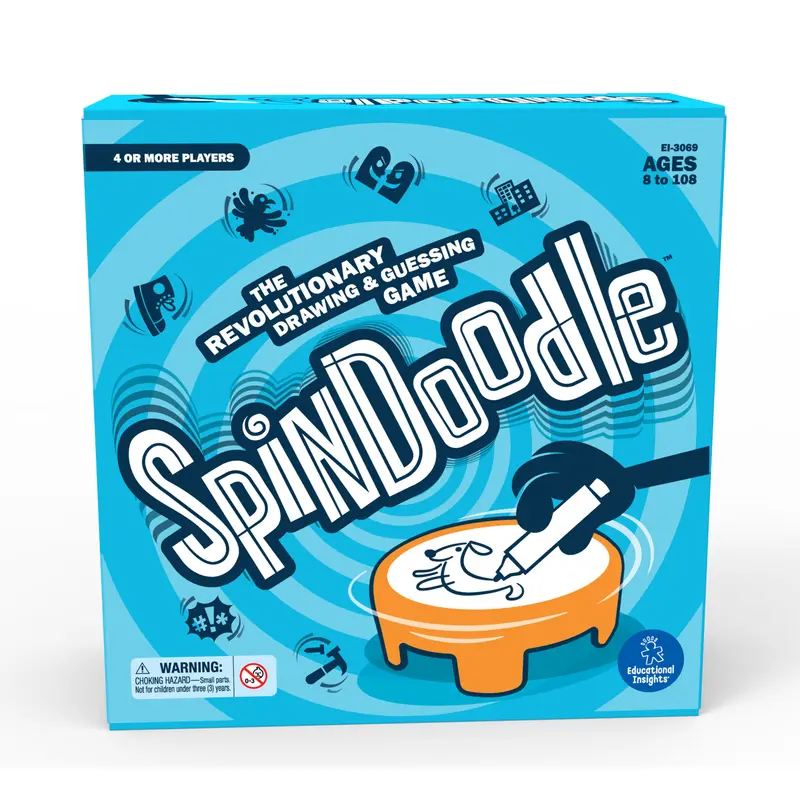 Educational Insights Spindoodle, Drawing Board Game, 4+ Players, 100 Double-Sided Cards, Board Game for Adults and Kids Ages 8+