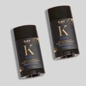 PLAY PITS - Natural Whole Body Deodorant - Safe for Sensitive Skin - Clean - Toxic & Paraben Free - KING Scent - Sandalwood & Bourbon - Infused w/Essential Oils - 2.65oz (Pack of 2)