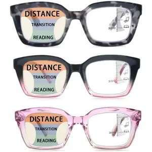 3 Pack Progressive Multifocal Reading Glasses for Women Men Oprah style Blue Light Blocking Spring Hinger Readers 1.50 Clear Bifoca-Pink Blackpink glasses women
