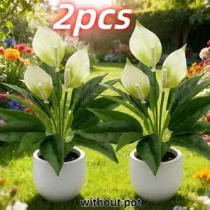 2pcs Artificial Fluffy Flower Plants, Artificial Faux Plants, All-Season Home Office Hotel Decor, Artificial Flower Decoration, Ideal for Weddings and Festivals, No Vase Included, Lifelike Artificial Flower