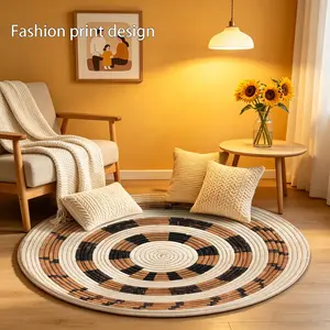 1 piece of 2D circular pattern floor mat, Boho printed rug, Bohemian Pattern Mat, suitable for bedroom bedside decoration, living room home decoration, entrance, kitchen, bathroom and other places, available all year round