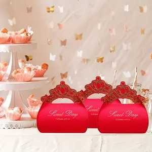6pcs Wedding Candy Boxes, Creative Bridal Shower Favors, High-End Bridesmaid Gift Set with Shiny Crown, Perfect for Wedding Memorabilia