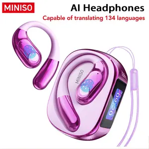 Miniso Ms193 Travel Earbuds Wireless Music Earphones with 134 Language Translation, Waterproof Bluetooth-compatible 6.0, LCD Charging Case, Perfect Birthday Gift