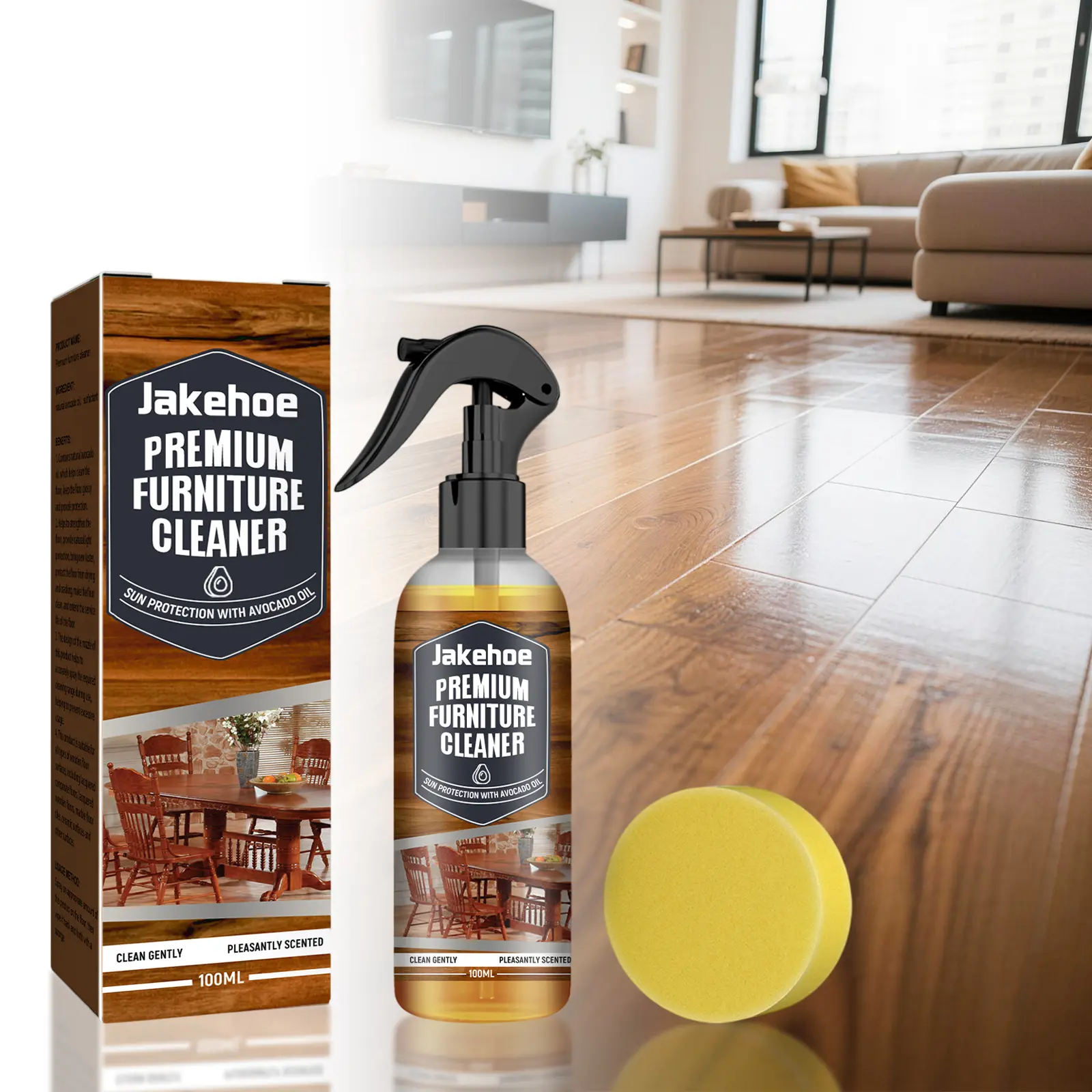 Multi-Surface Furniture Cleaner Set 100ml Unscented Gentle Formula Quick Cleaning Grease Dirt Safe on Wood Metal Glass Plastic for Daily Home Maintenance