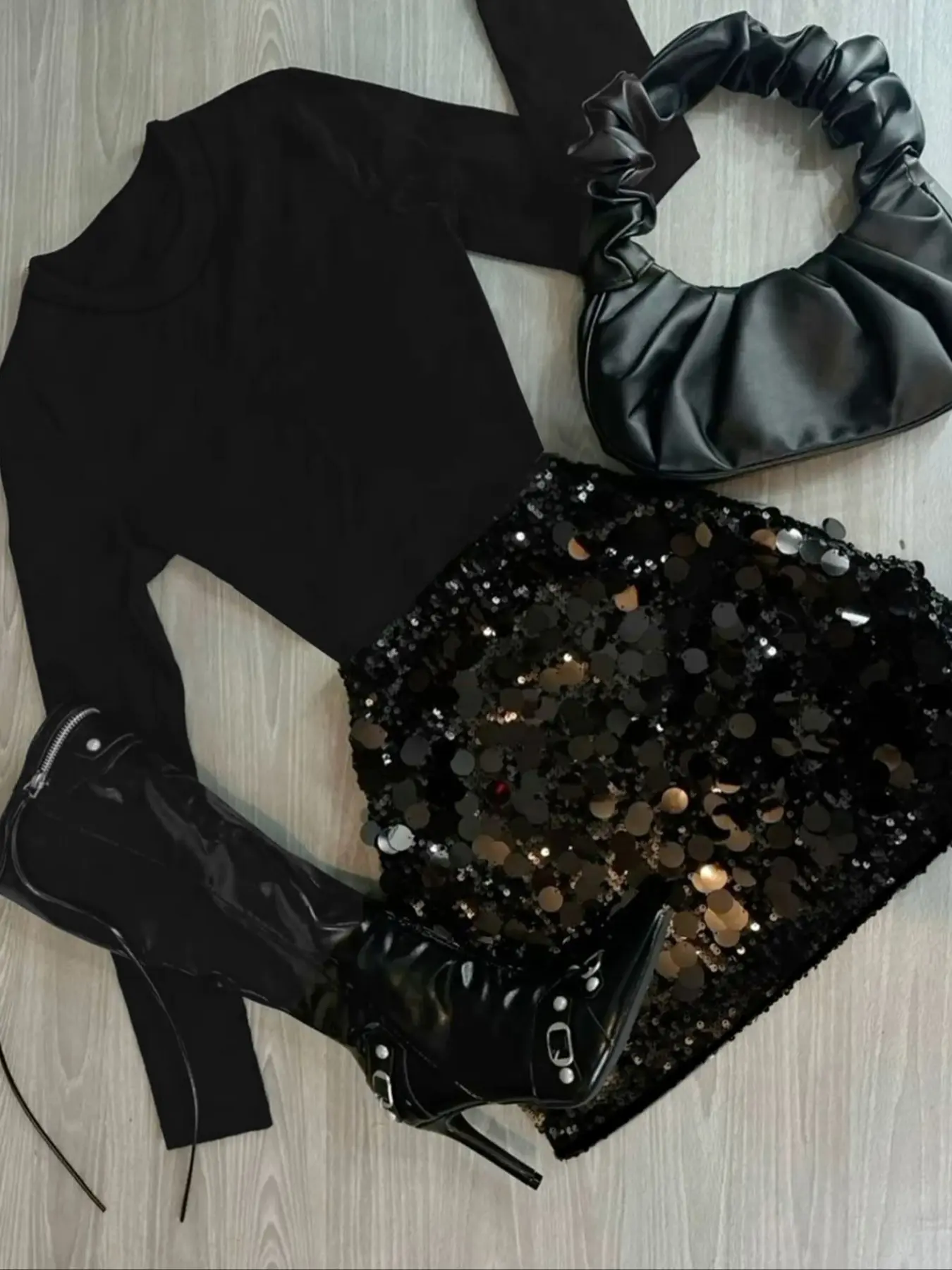 Elegant Women's Sequin Skirt Set for Formal Occasions, Holiday Parties, Casual Elegance, Chic Elegant Style, Christmas Party, Office Wear, Evening Dates, Long Sleeve, Outfit, Womenswear