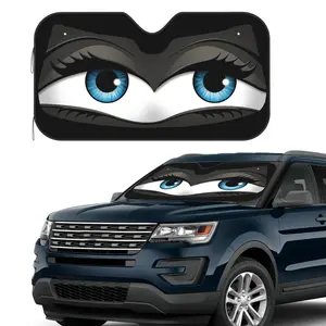 Blue Fashionable Foldable Car Windshield Sunshade - UV Protective Sunshade, UV Protection, Keeps Interior Cool with Easy Storage Buckle & 4 Suction Cups for Quick Installation, Suitable for Sedan SUV Cars and Trucks, Unisex Accessories