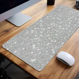 Glitter Pattern Mouse Pad, 1 Count Large Desk Mat with Non-slip Rubber Base & Stitched Edge, Portable Keyboard Mat for Home Office, Desk Accessories, Office Desktop Accessories