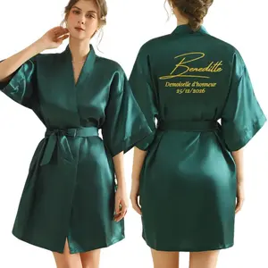 Personalized Robe for Bride Bridesmaid with Name and Date Birthday Party Gown Add Any Text Bathrobe - Customizable Gifting