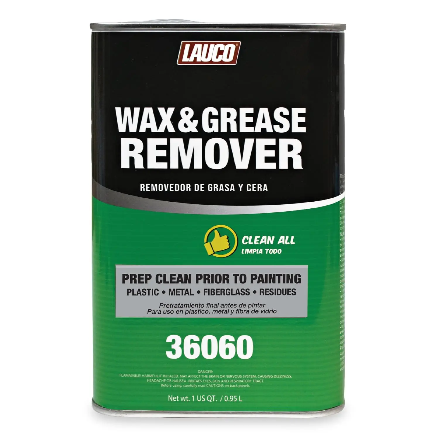 Lauco Industrial Fast-Dry Liquid Paint Prep Cleaner - 1 Qt Solvent-Based Contaminant Remover, Residue-Free Pre-Paint Surface Cleaner, Multi-Surface Degreaser for Garage (33080, Works on Plastic, Metal, Fiberglass, Aluminum), Enhances Paint Adhesion