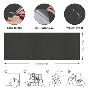50*137cm Self Adhesive Leather Repair Tape DIY Black Self-Adhesive Leather Repair Tape ffor Sofa Repair Patches Sticky Affordable Cuttable Cracks