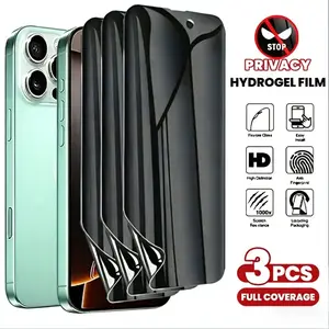 3pcs Privacy Hydrogel Film Screen Protector,Compatible iPhone 17 Air/17/16/15/14/13/12/11/Pro Max/Pro/Plus/Mini/16e/X/XS/XR/XS MAX,Full Coverage,Anti-spy,Anti-peeping,Bubble-Free,Easy to Install