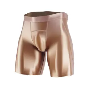 2025 Men's High Elasticity Compression Running Shorts - Quick-Dry Breathable, Metallic Fabric, Tight Design Suitable for Gym Training and Running, Durable Nylon/Spandex Blend, Sporty Style, Smooth Glossy Fabric, Exclusive for Fitness Enthusiasts