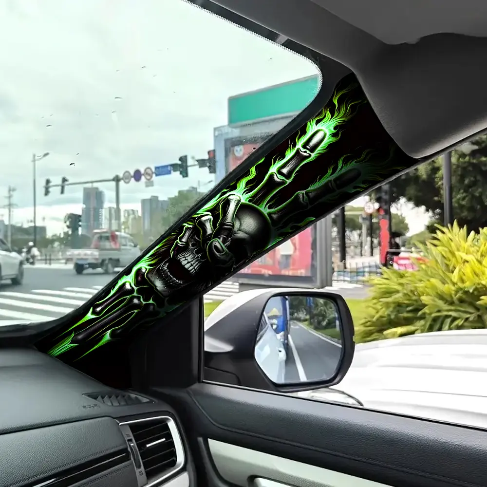 Jdm Car Interior A-Pillar Modification Kit, Car Interior Decor, Car Interior Decorative, Upgrade Dark Skull Pattern Self-Adhesive Elastic Patch, Universal Style Refresh Set, Car Interior Accessory, Car Accessories